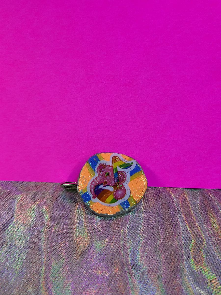 Pink Elephant Lisa Frank Bottle Cap Pin product image (3)