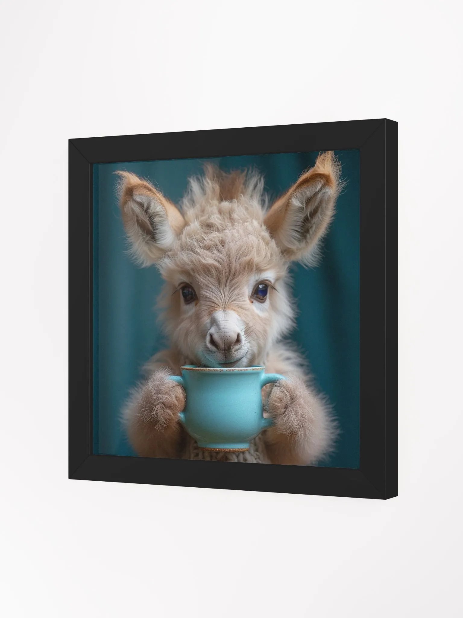 Coffee Lover Cute Baby Donkey Burro Framed Wall Art product image (3)