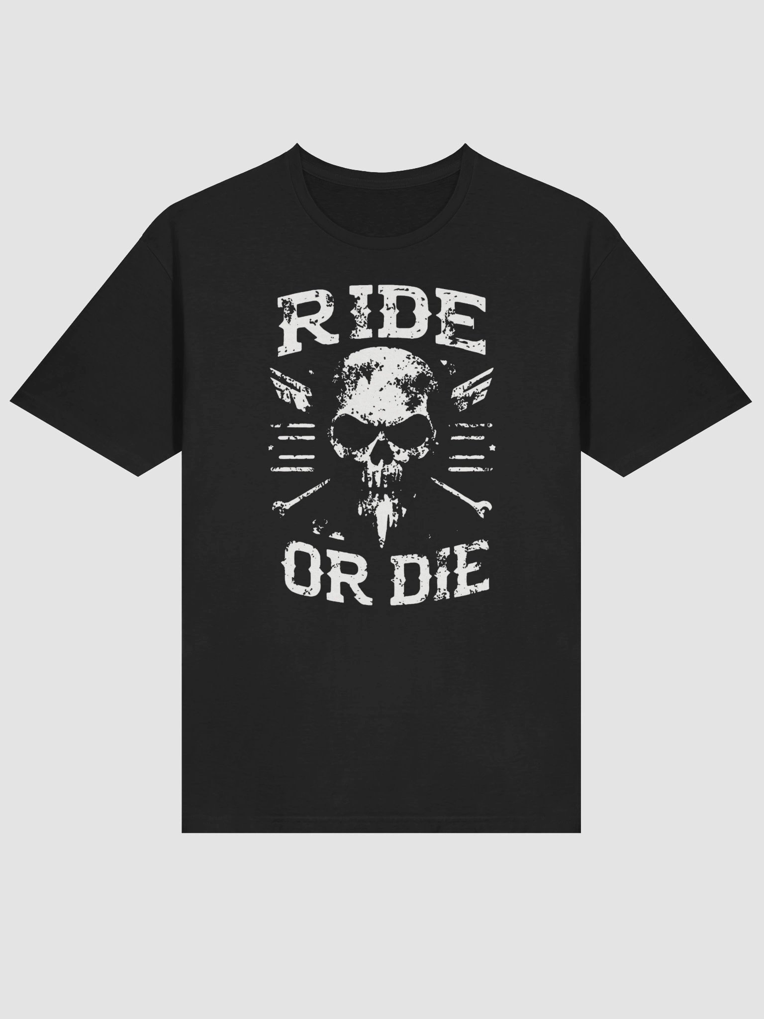 Ride or Die T-Shirt - Biker & Military Skull Emblem product image (2)