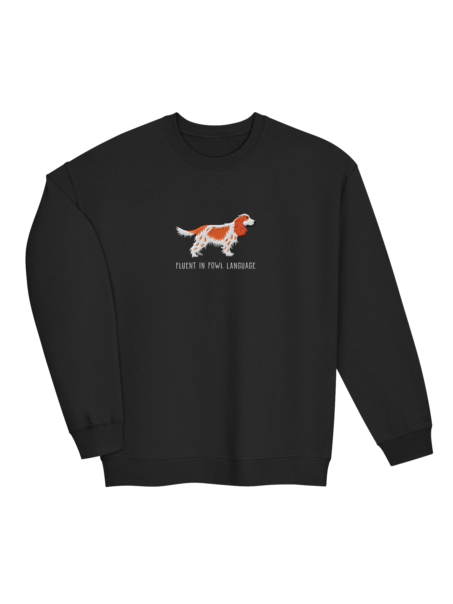 Fluent in Fowl Language Sweatshirt (Embroidered) of an English Cocker Spaniel(Red & White, Full Tail) product image (15)