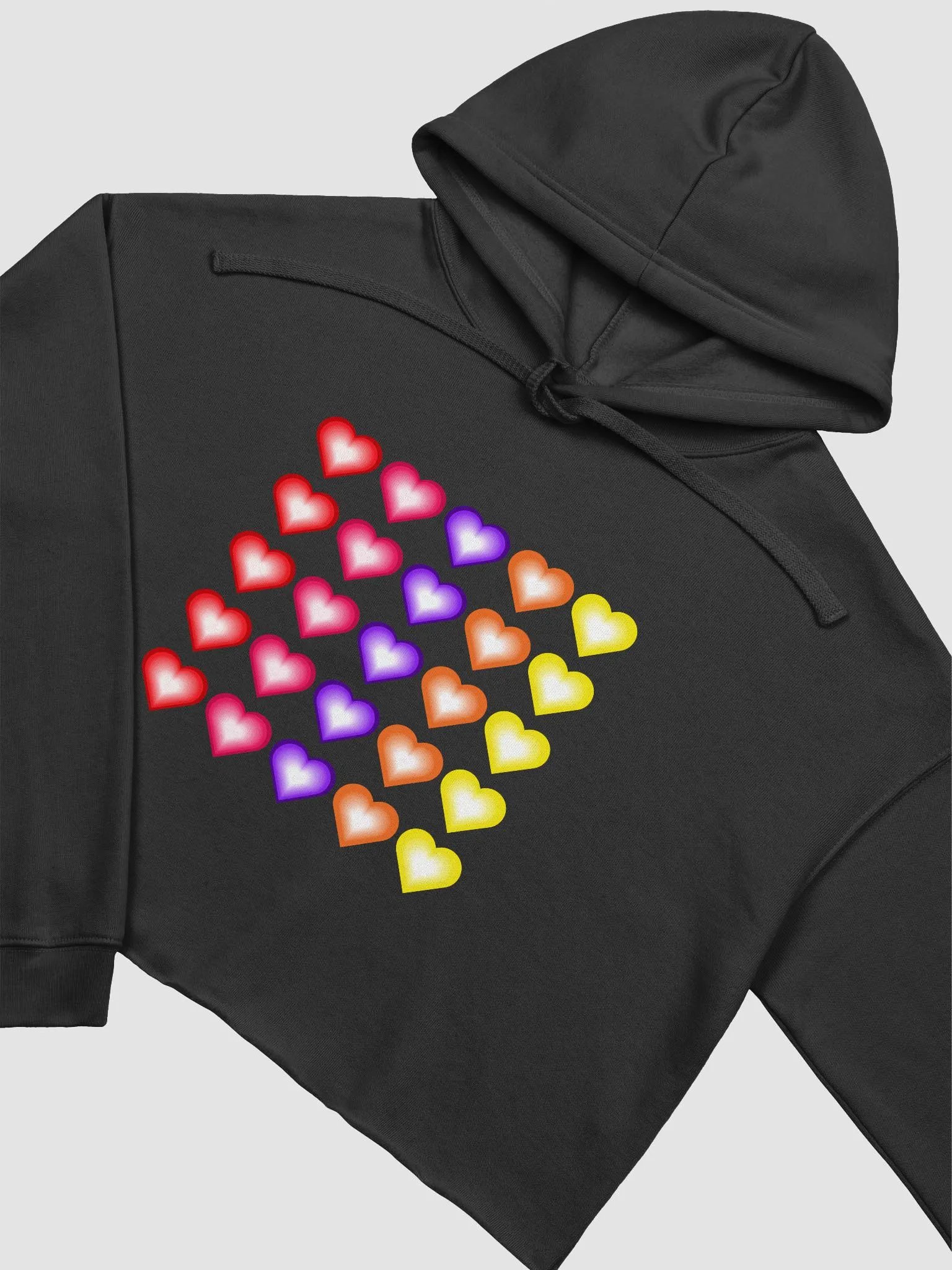 Vibrant Colorful Valentine's Hearts Fleece Crop Hoodie product image (6)