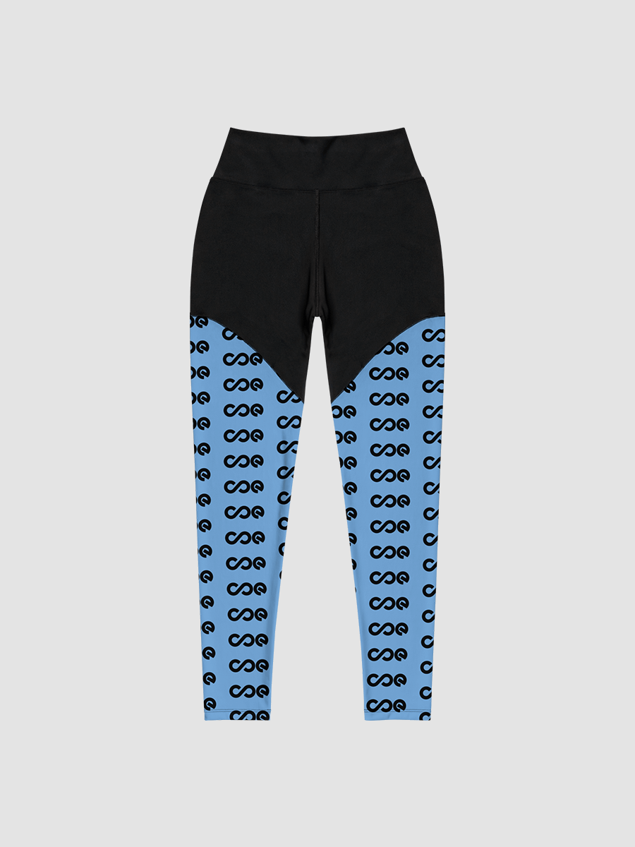 COE Premium Sports Leggings Black & Blue product image (1)