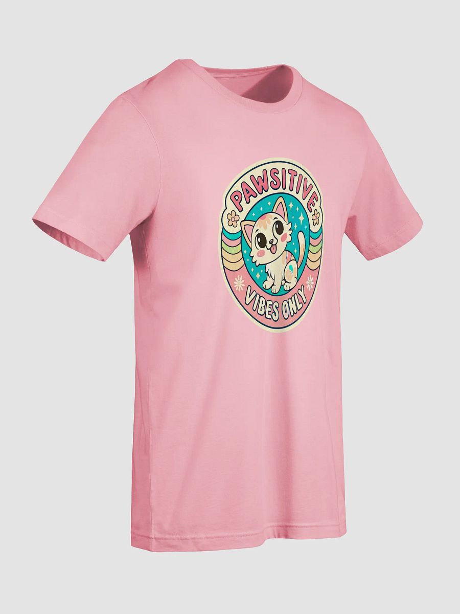 Pawsitive Vibes Cartoon Cat T-Shirt product image (61)