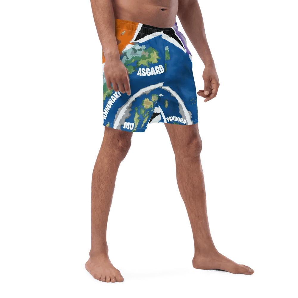 All-Over Print Swim Trunks Beyond The Ice Wall Map product image (1)