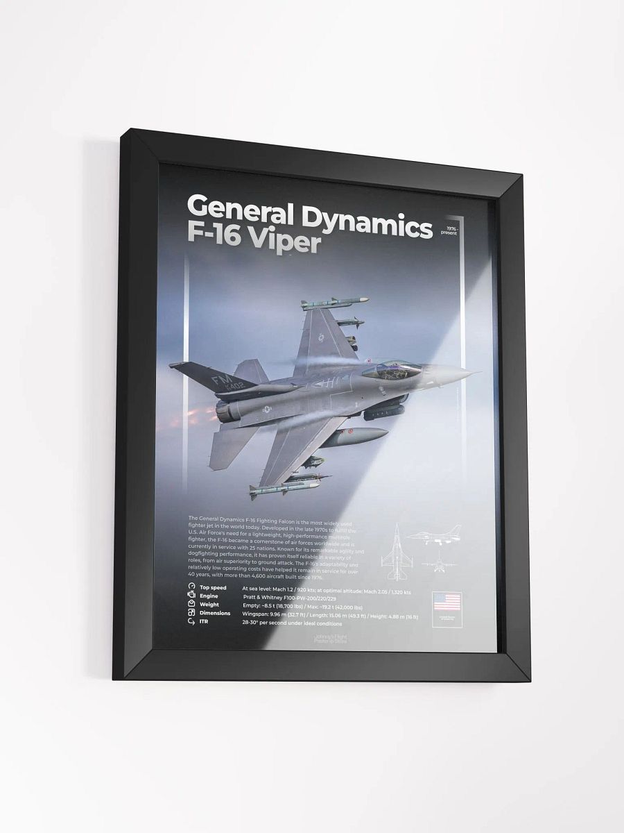 General Dynamics (Lockheed Martin) F-16 Viper / Fighting Falcon Aviation Spec Poster product image (1)