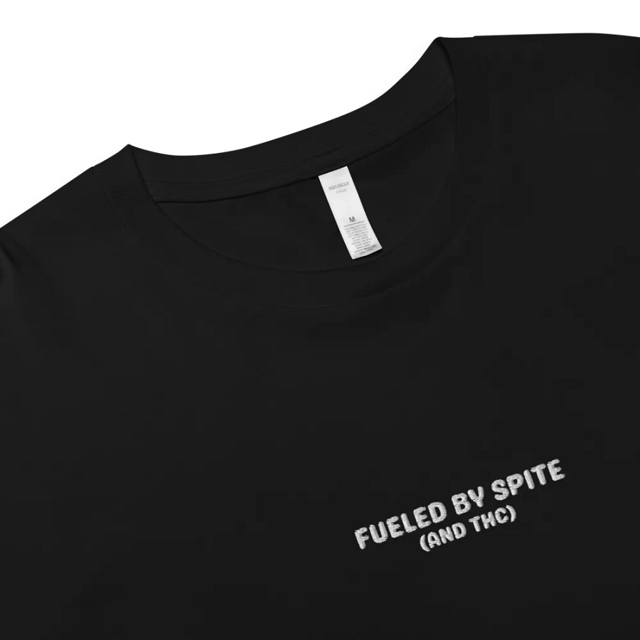 FUELED BY SPITE (white thread) embroidered cotton crop top product image (2)