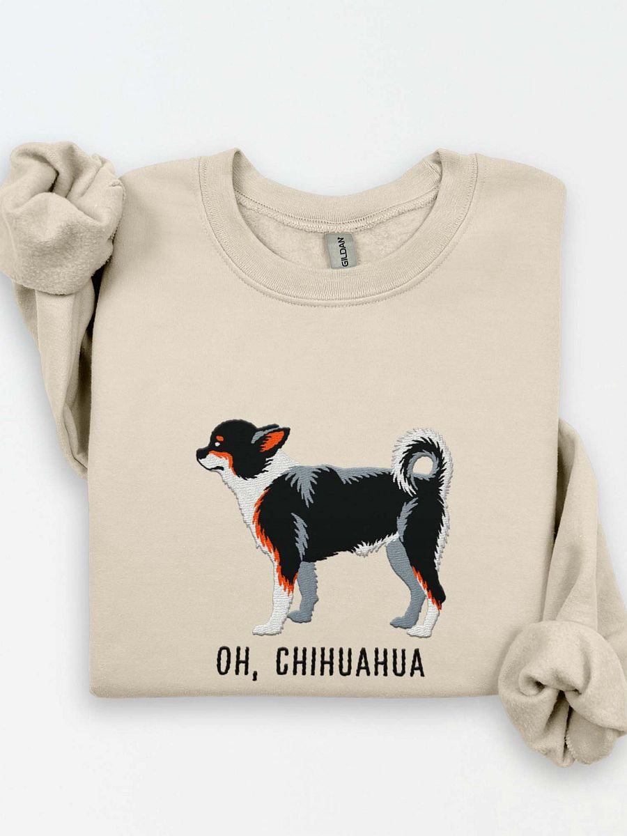 Oh, Chihuahua Sweatshirt (Embroidered) of a Chihuahua(Tricolor) product image (1)