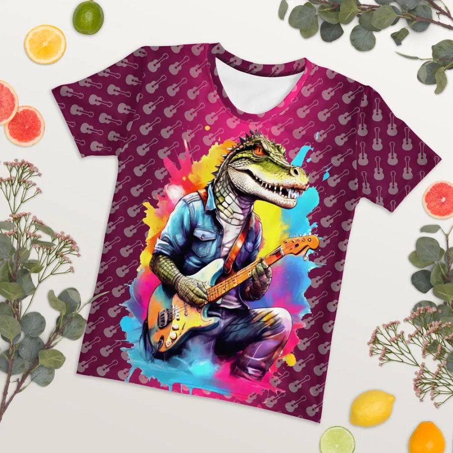Cool Alligator Playing Guitar All Over Print T-shirt product image (7)