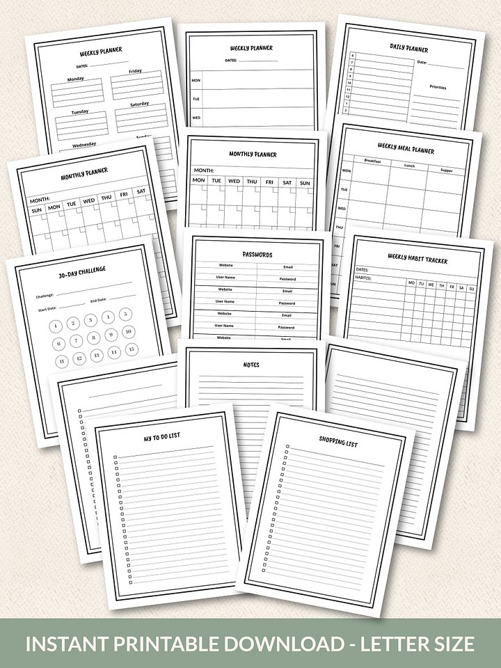 Printable Minimalist Stationery & Planner Bundle product image (2)