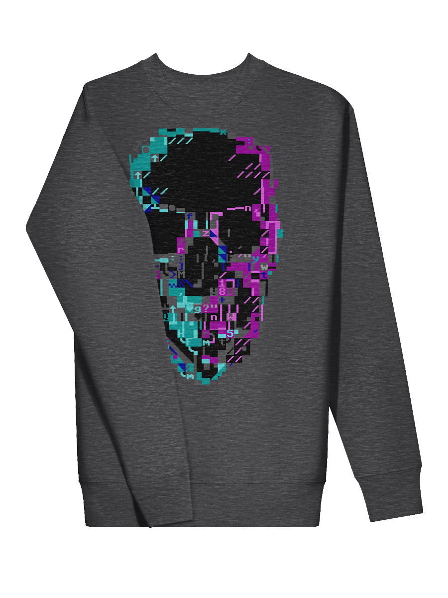 Cyberpunk ASCII Glitch Skull Sweater product image (3)