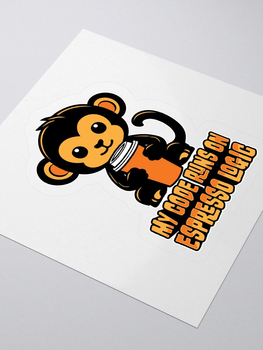 My Code Runs on Espresso Logic – Cute Monkey Design Sticker product image (12)