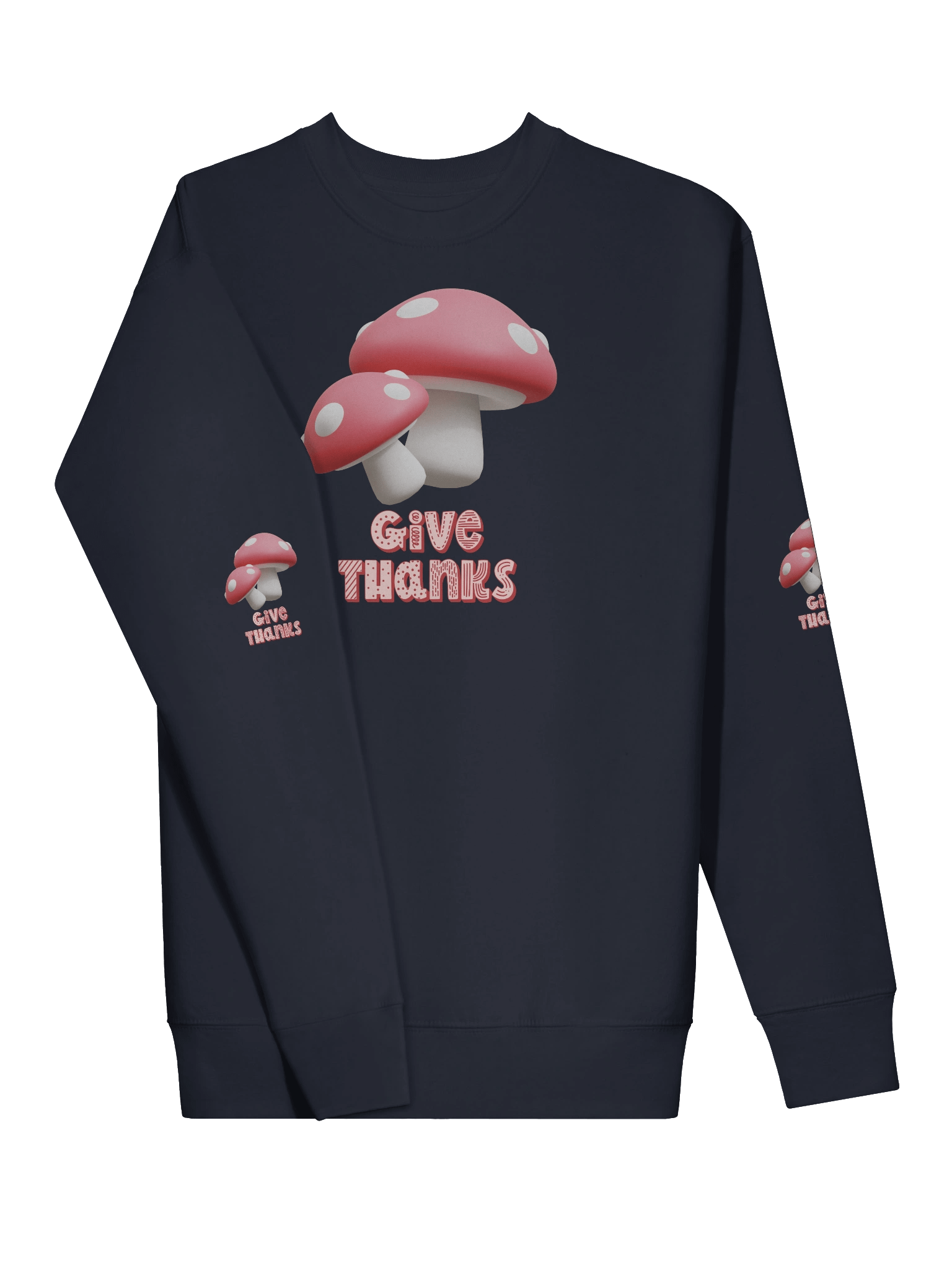 Give Thanks Sweatshirt – Mushroom Typography, Thanksgiving product image (23)