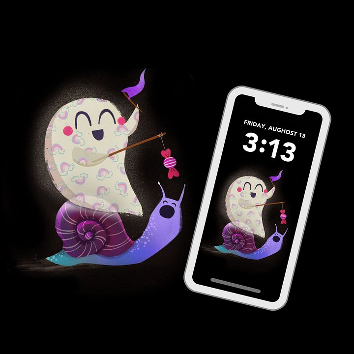 Little Ghost Snail Race - Digital Wallpaper for Mobile Phone product image (2)