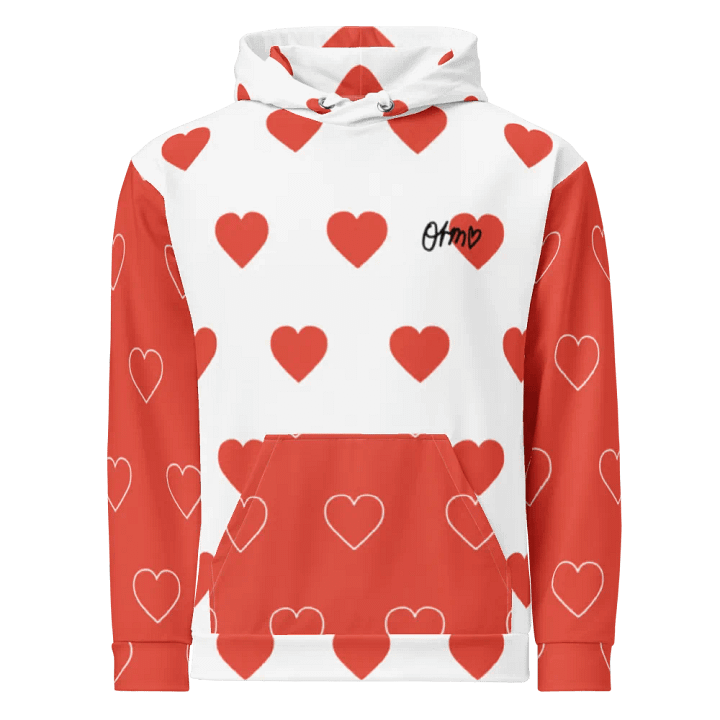 Orm Kornnaphat Heart Design Unisex Hoodie (Red & White) product image (1)