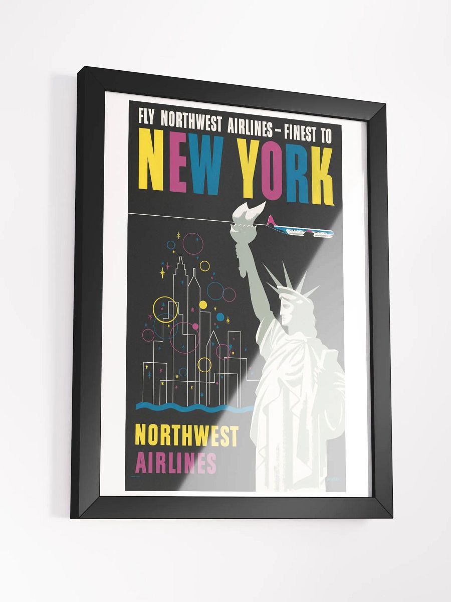 Framed Vintage Fly Northwest Airlines New York product image (19)