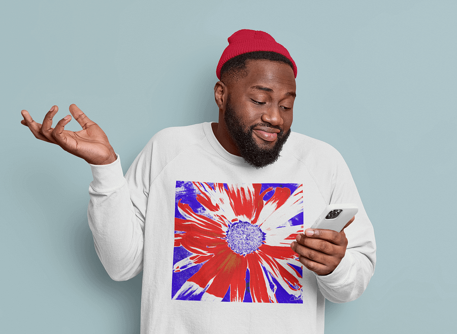 Navy, Red and White Daisy on Navy Abstract Background Unisex Sweatshirt product image (2)