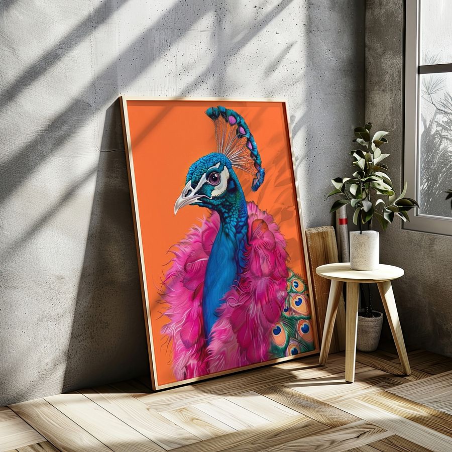 Peacock in Fur Anthropomorphic Animal Fashion Art Print product image (21)