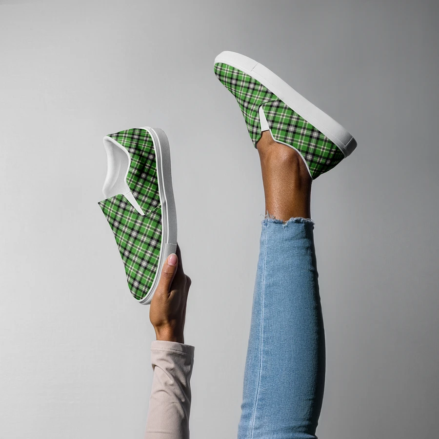 Bright Green, Black, and Gray Plaid Women's Slip-On Shoes product image (8)