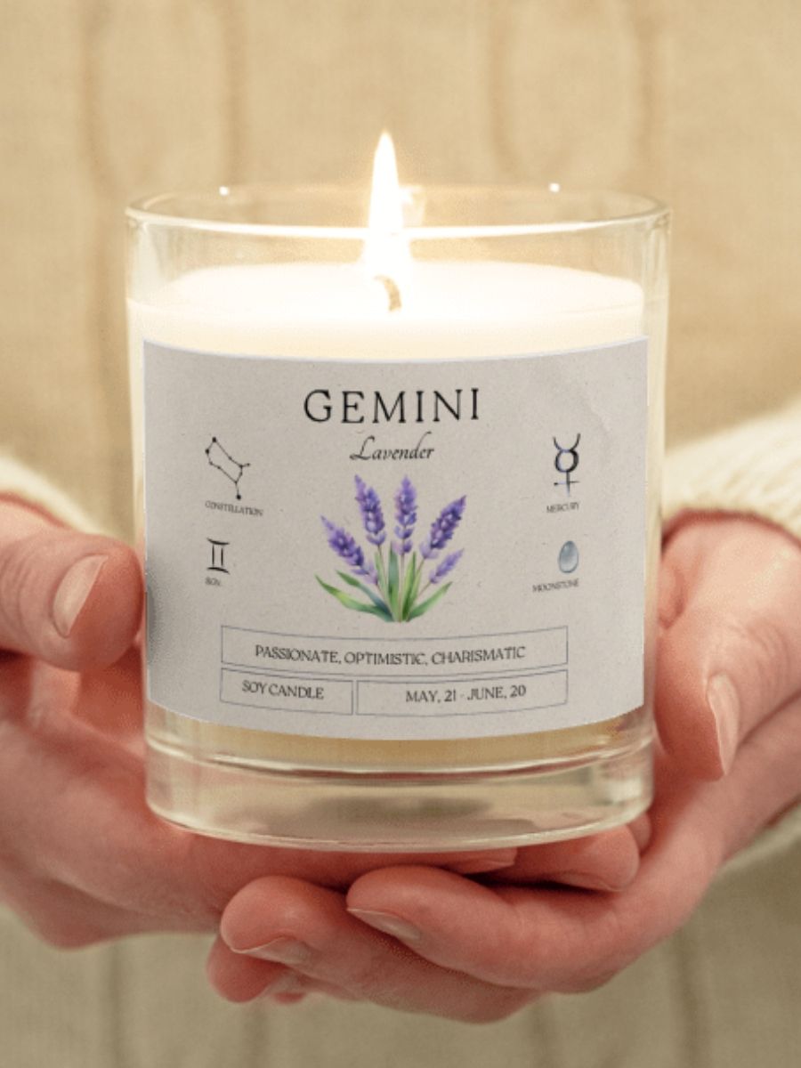 Gemini Birth Month Flower Birthstone Vegan Soy Wax Candle product image (1)