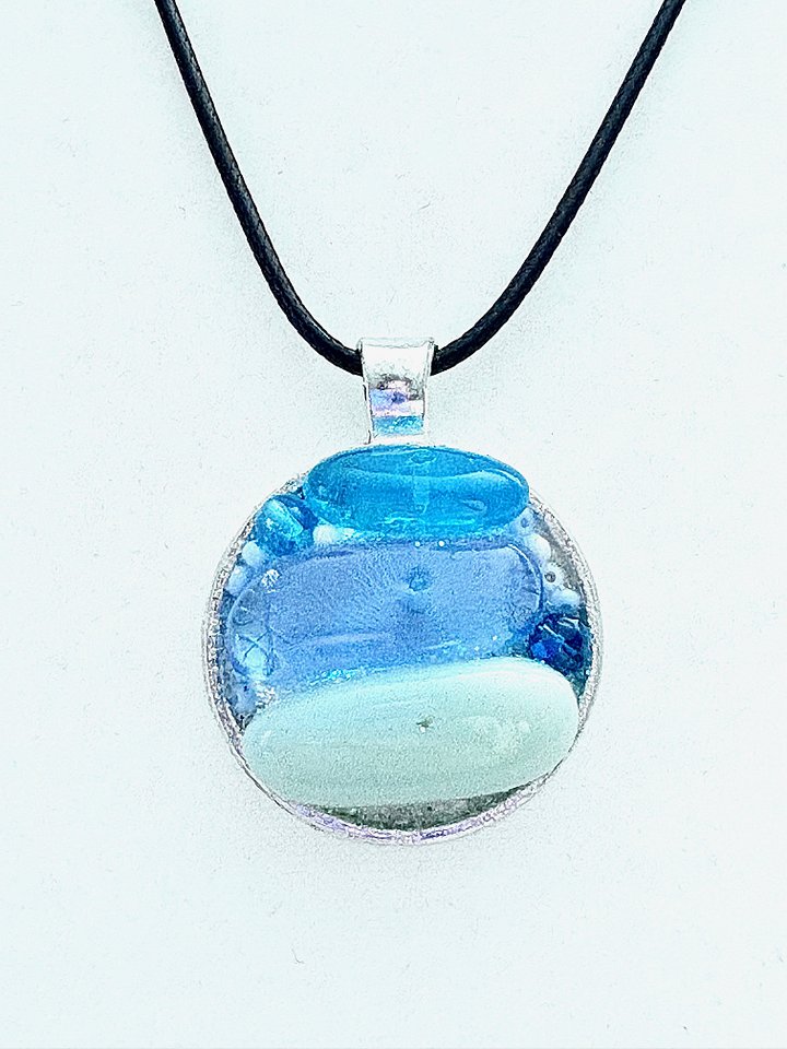 Coastal Calm Horizon Pendant Necklace | Handmade Glass Art Jewelry | Monique Faella Designs™ | MFD-00208 product image (1)