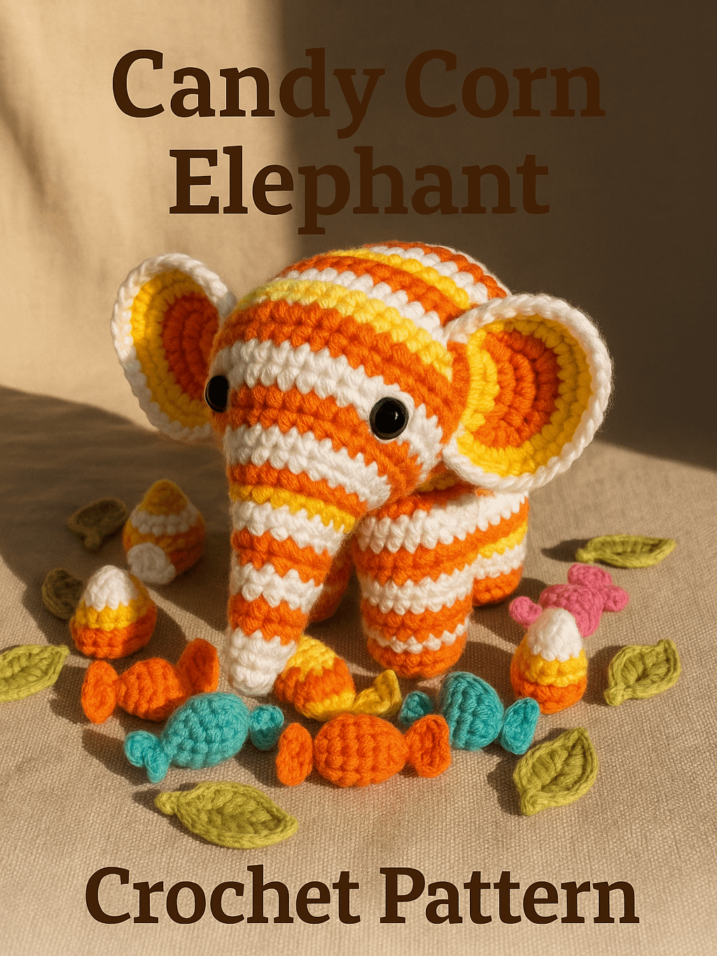 Candy Corn Elephant Crochet Pattern – Amigurumi PDF Tutorial (Digital Download) product image (1)