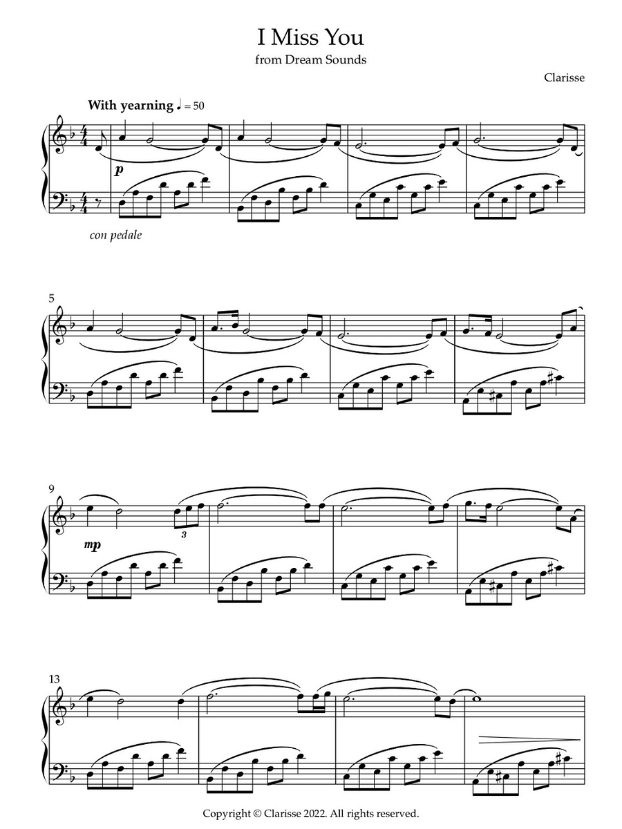I Miss You - Sheet Music product image (1)