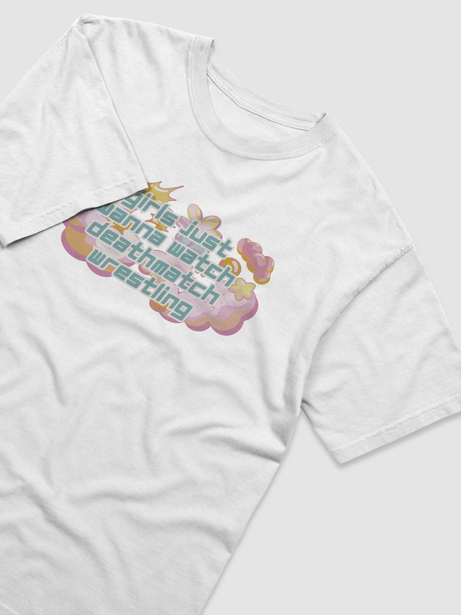 Girls Just Wanna Watch Deathmatch Wrestling Short Sleeved T-Shirt product image (3)
