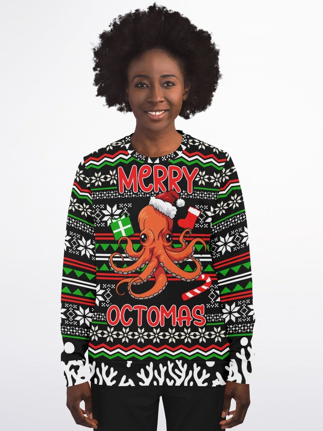 "Merry Octomas" Christmas Sweatshirt | Octopus Holiday Sweater | Ocean Lover Christmas Outfit product image (7)