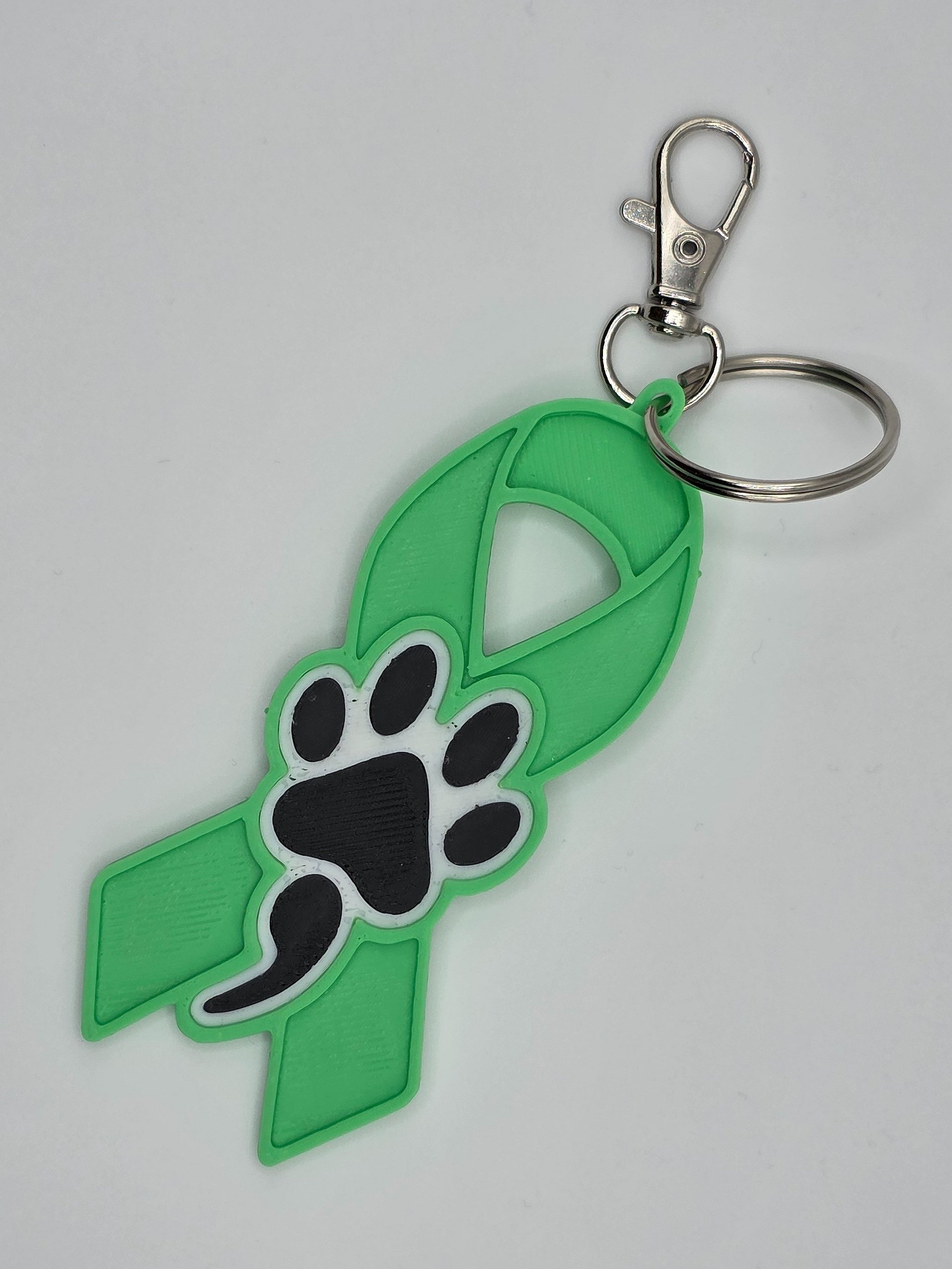 💚 Green Awareness Ribbon Keychain | Dog Paw Semicolon product image (3)