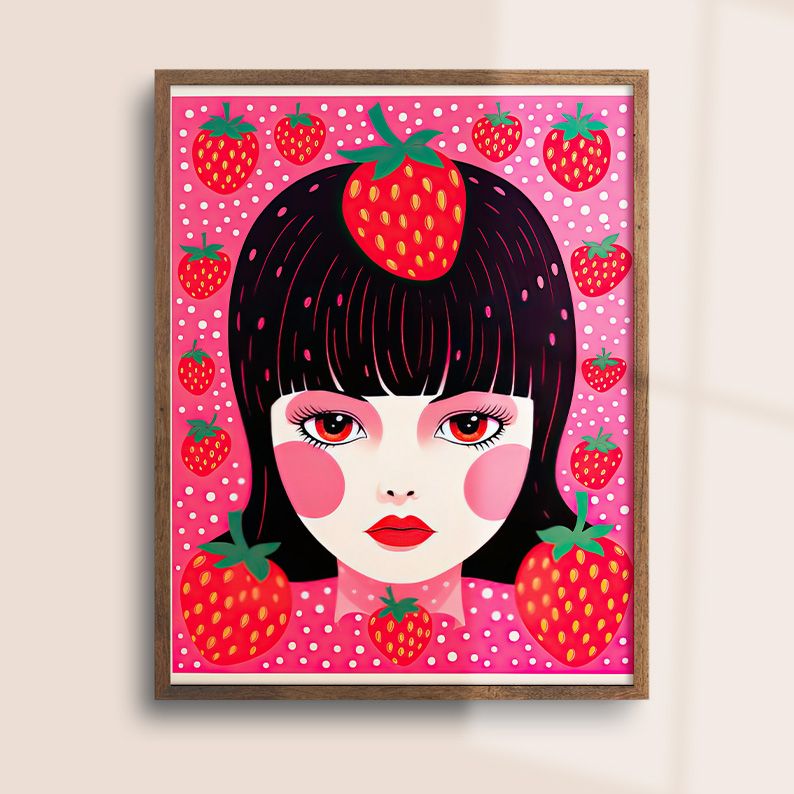 Yayoi Kusama Strawberry Girl Maximalist Art Print product image (24)