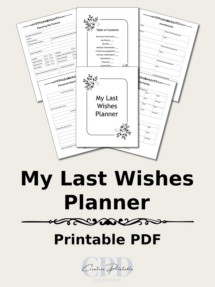 Printable My Last Wishes Planner product image (1)