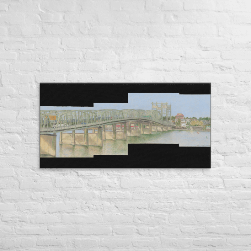 View from the Jantzen Beach Hotel in Portland, Oregon on Canvas with Black Fill (24" x 48") product image (2)