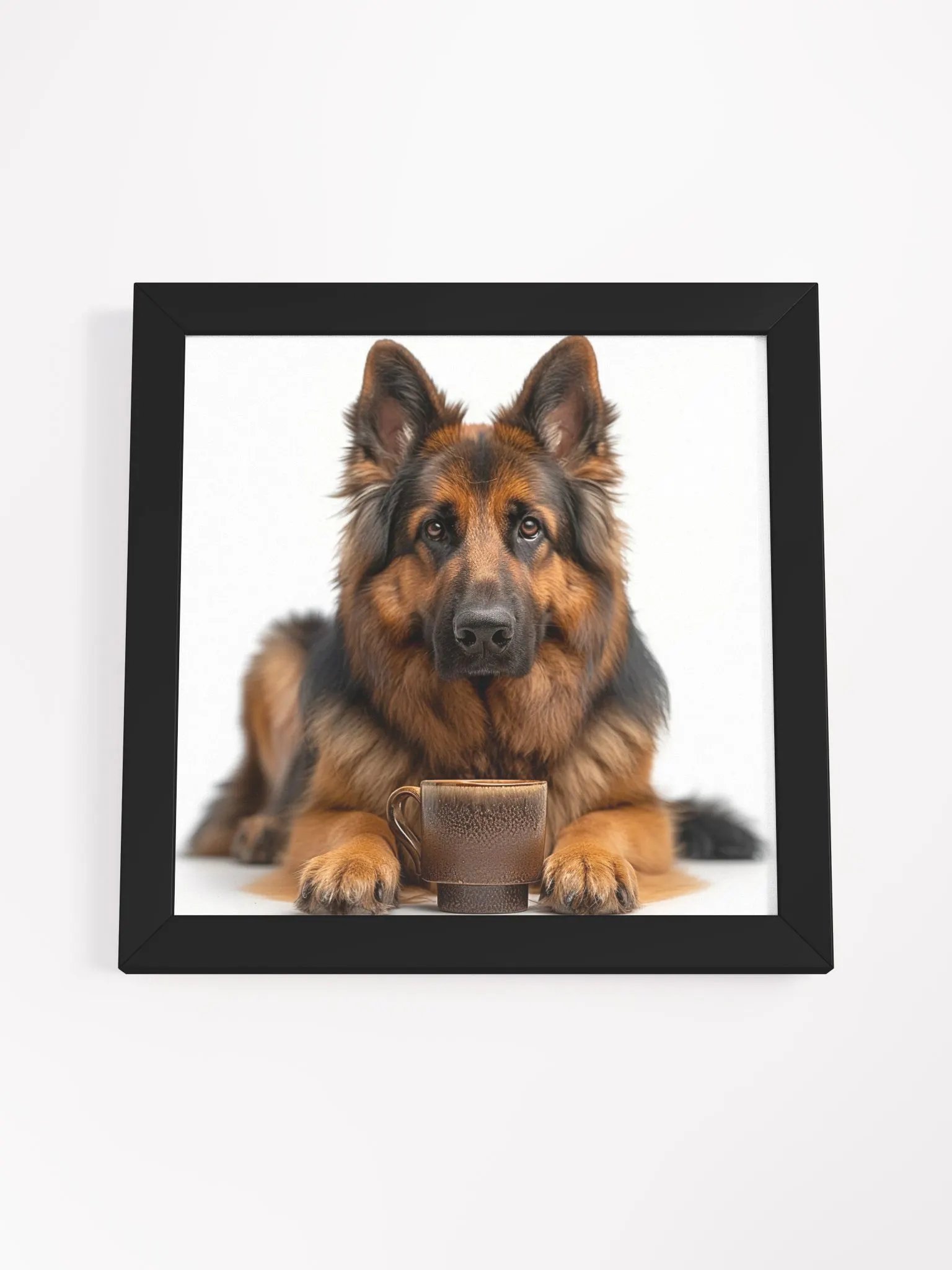 Cute Coffee Lover German Shepherd Dog Framed Wall Art product image (26)