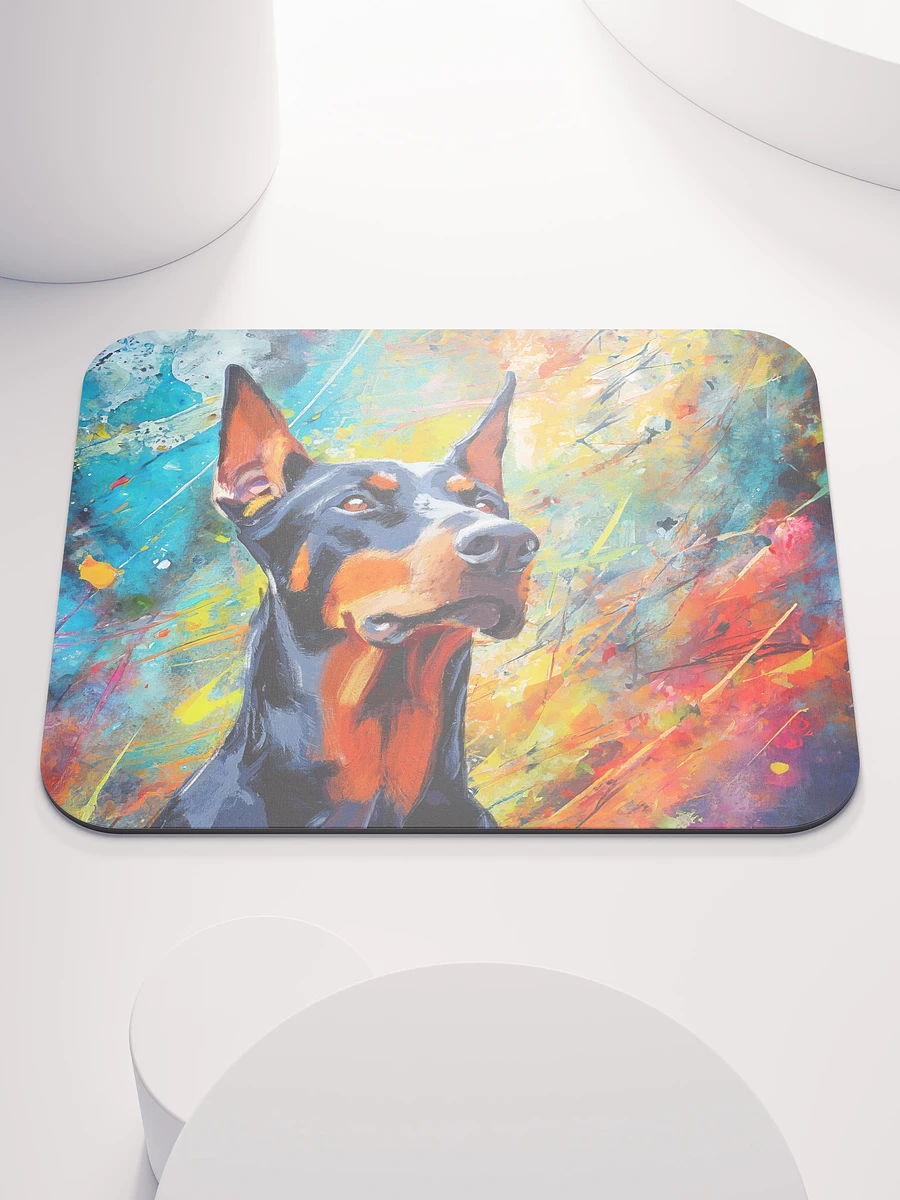 Doberman Oil Paint on Colorful Abstract Background Mousepad product image (5)