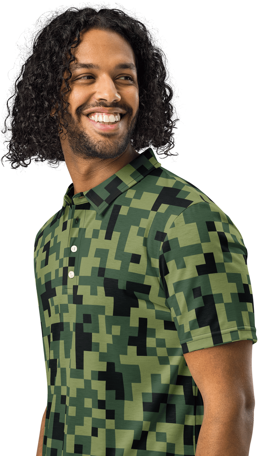 Military Green Camouflage Pixels Camo Pattern Polo Shirt product image (1)