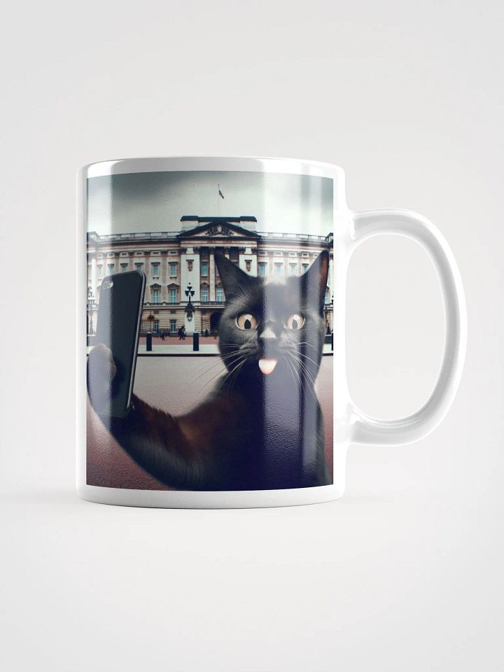 Selfie Cat Buckingham Palace #Humorous Glossy Mug - White product image (1)