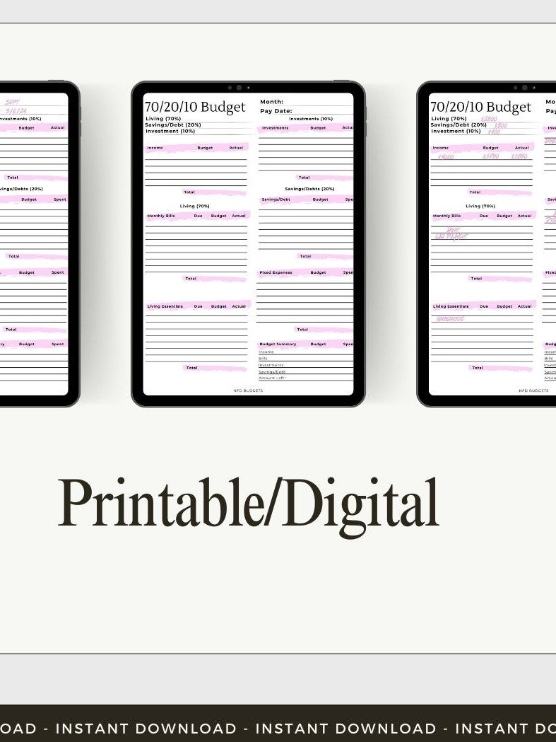 Printable Digital 70/20/10 Budget Planner | Budget Planner | 1 Page | Printable | Paycheck Planner | PDF File product image (6)