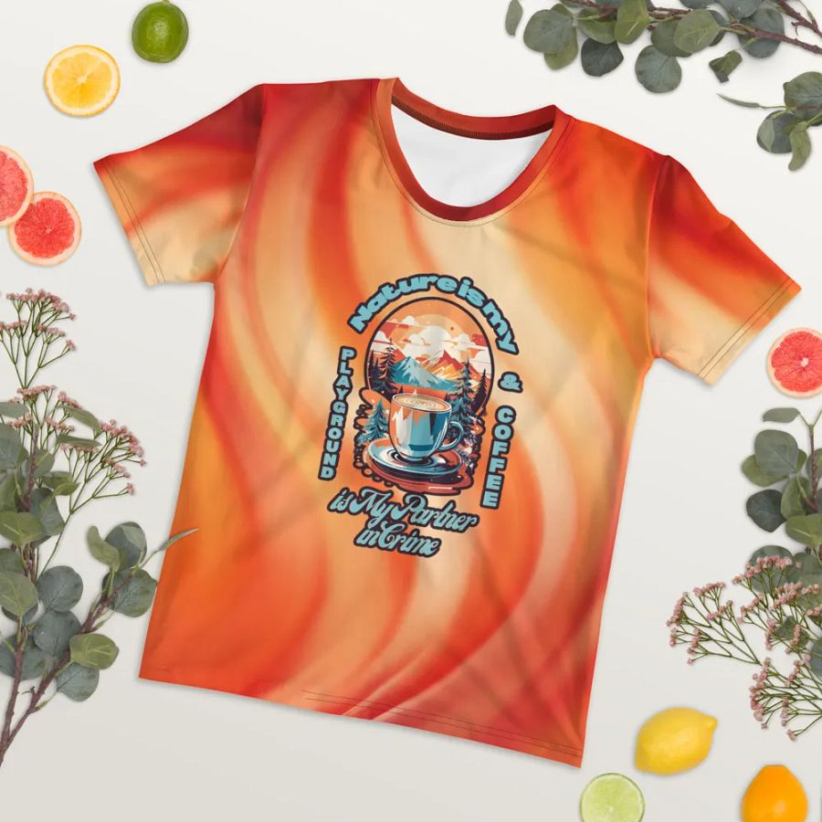 Nature is my Playground and Coffee is My Partner in Crime All Over Print T-shirt product image (7)
