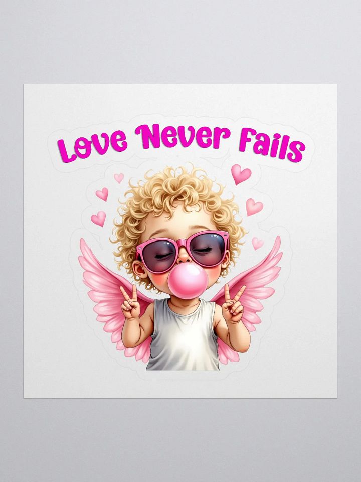 Love Never Fails Valentine Retro Cupid Valentine's Day Kiss Cut Stickers product image (1)