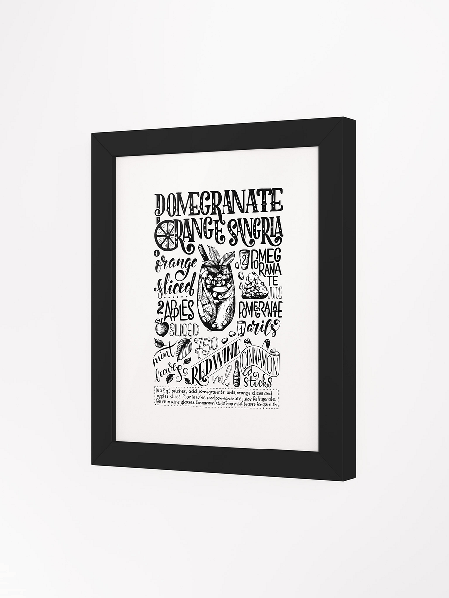 Framed Pomegranate Orange Sangria Recipe Print | Hand-Lettered Art Frame product image (3)