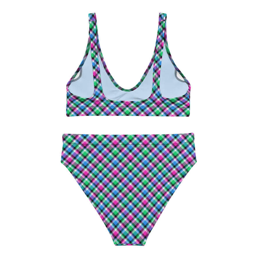 Magenta, Bright Green, and Blue Plaid Bikini product image (4)