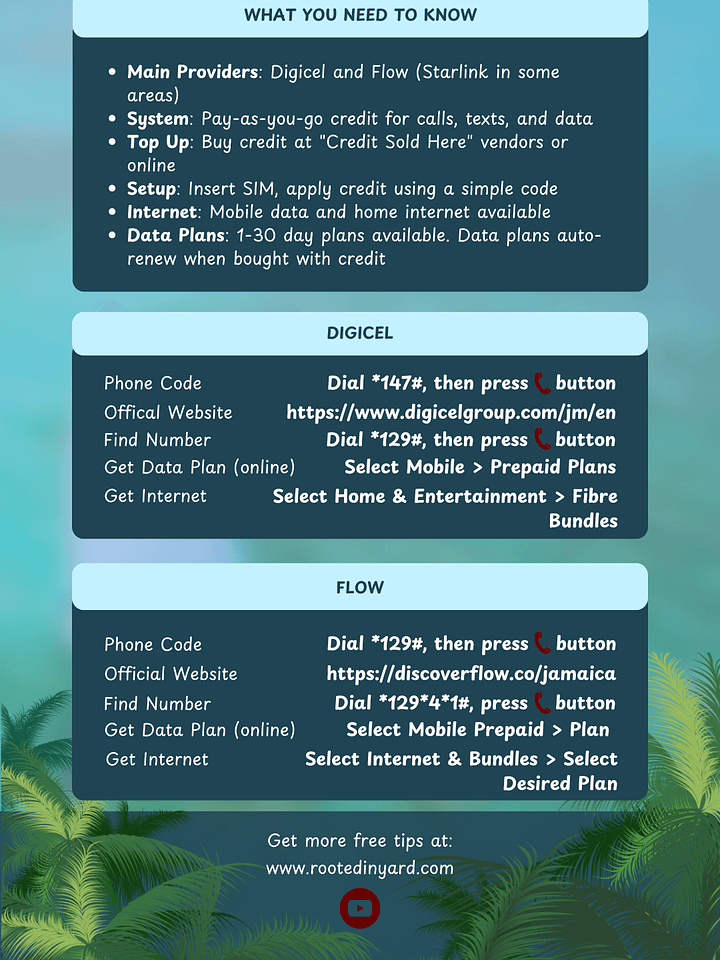 Jamaica: Phone & Internet Cheat Sheet product image (2)