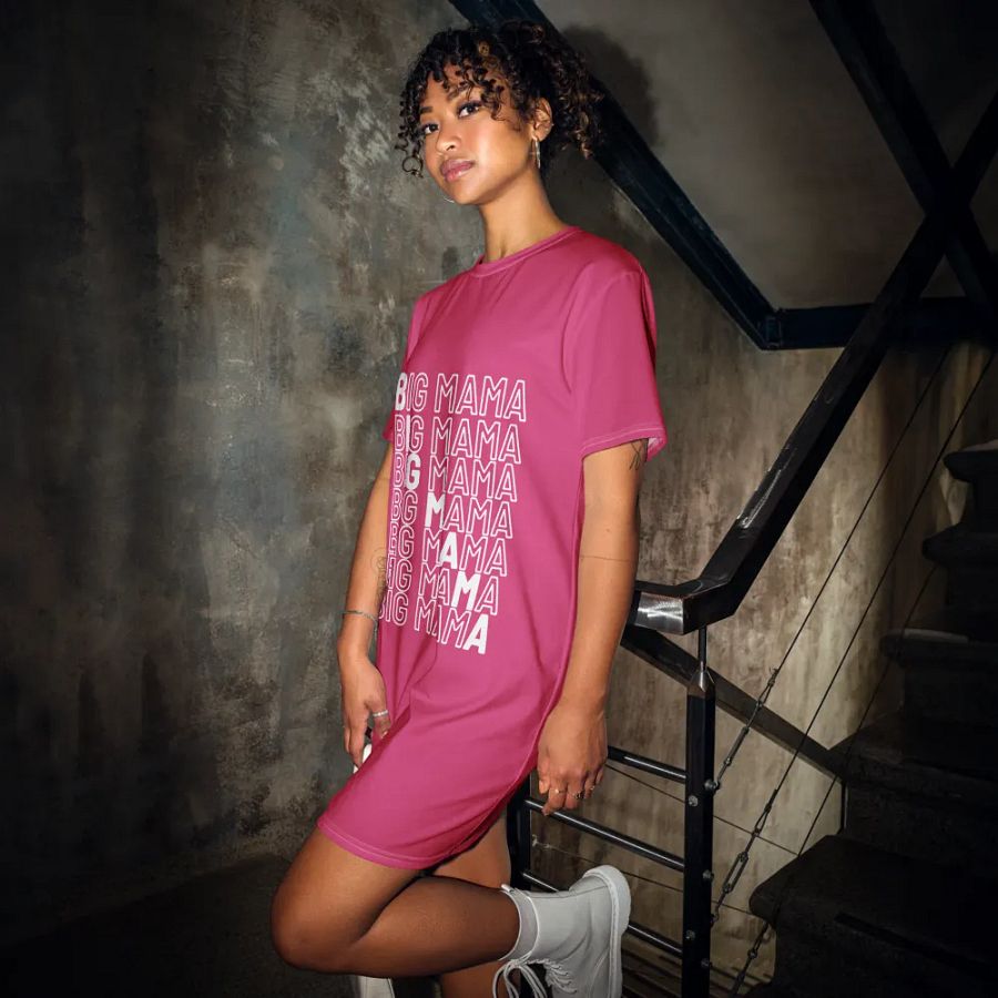 Big Mama Oversized T-Shirt Dress | Pink Graphic Tee product image (1)