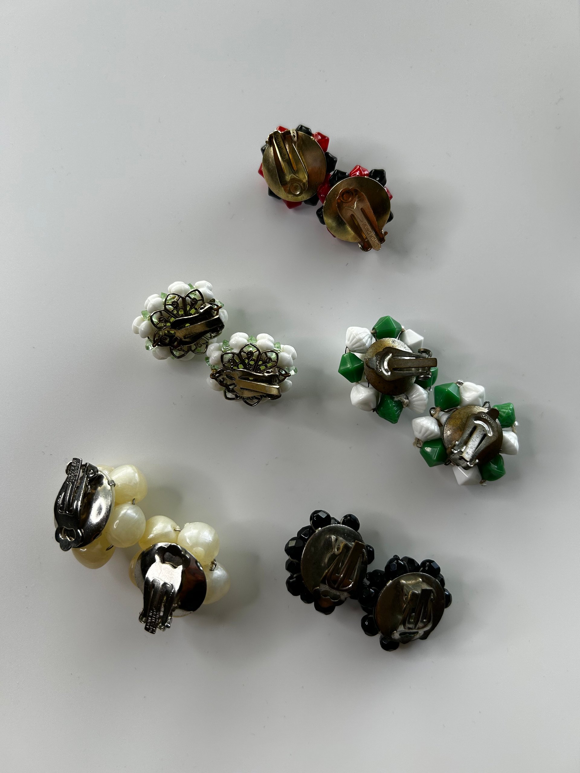 Vintage Beaded Cluster Clip On Earrings Lot of 5 product image (5)