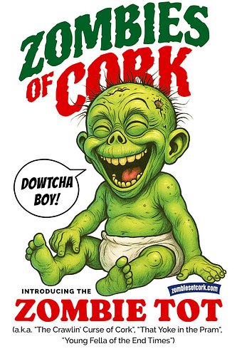 Meets the Zombie Tot. This freaky little fella is a legend in his own time-line and he has his own range of t-shirts on zombi...