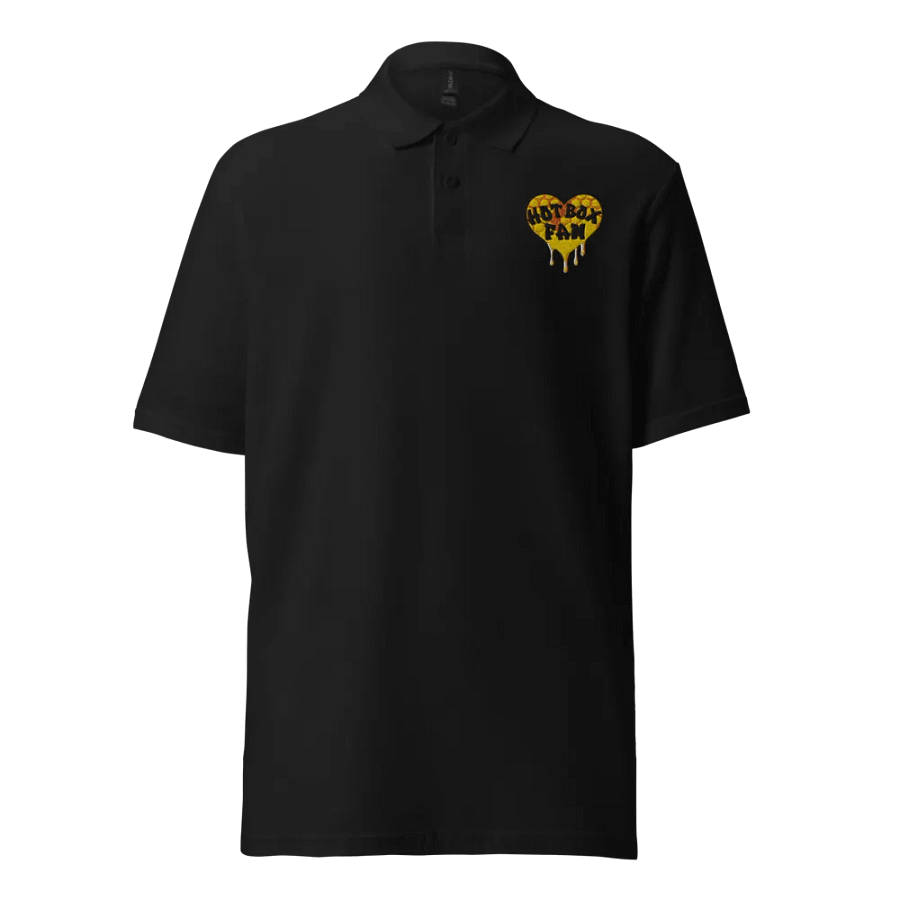 UNISEX HOT BOX FAM GOLD HEART LOGO BLACK POLO product image (1)