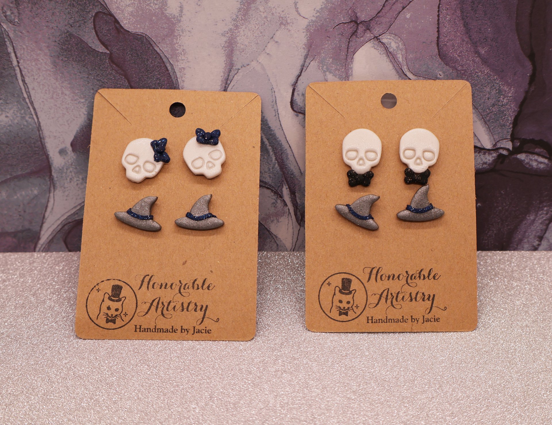 Blue-Grey Witchy Stud Earrings - Polymer Clay product image (1)
