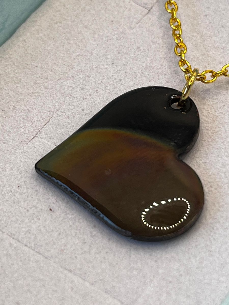 Burnt Copper and Resin Heart Necklace product image (2)