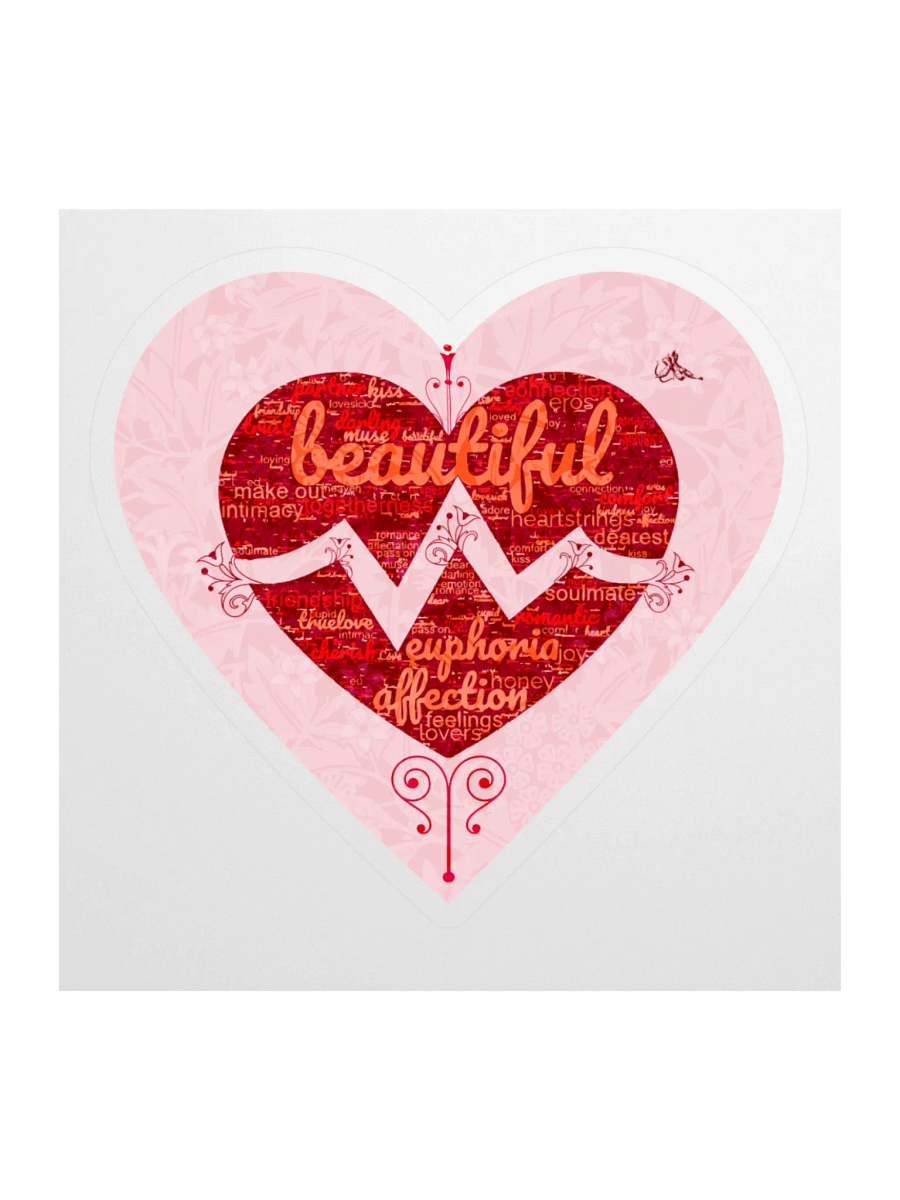 Romantic Word Collage Kiss Cut Sticker product image (1)