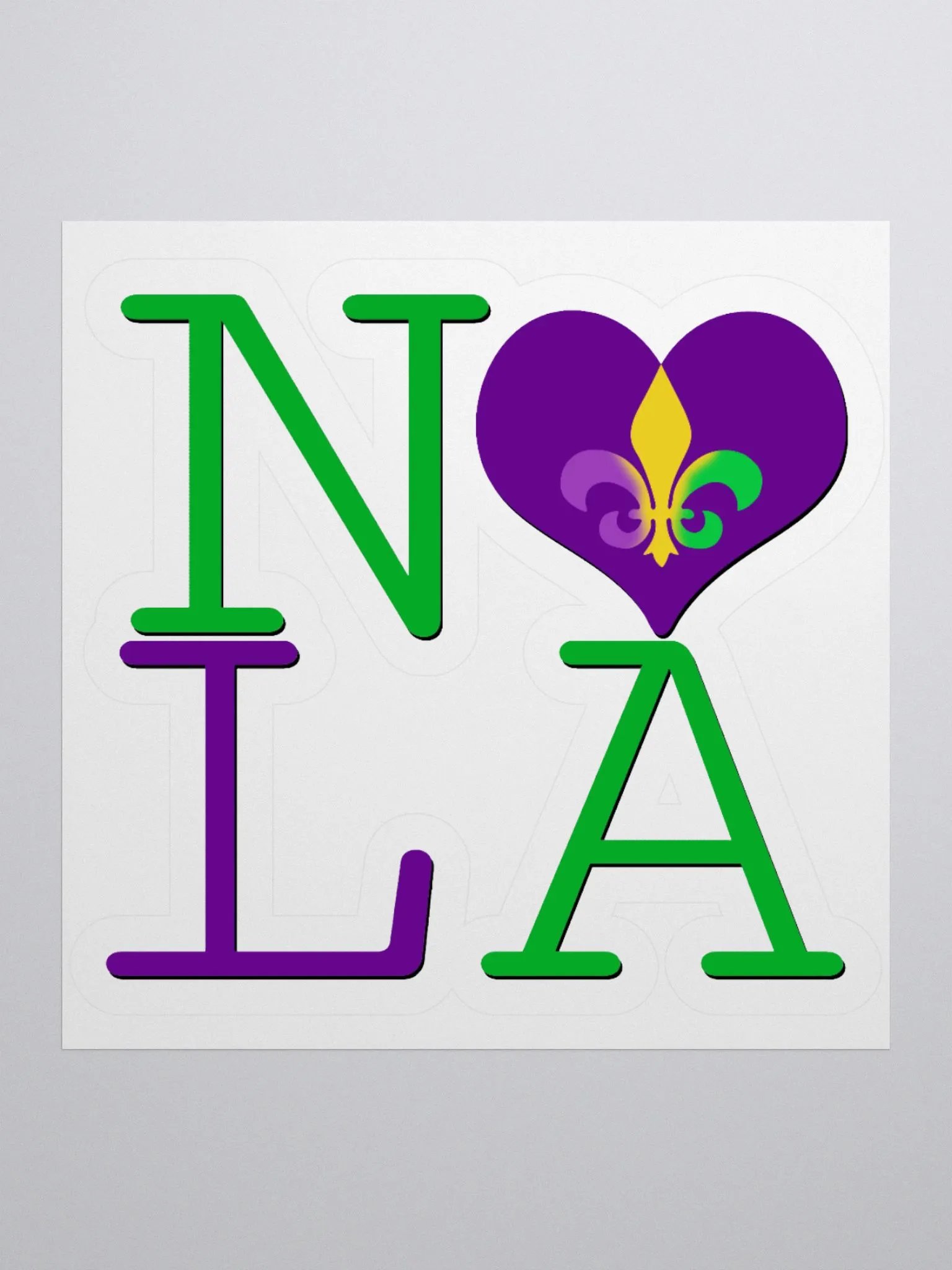 I LOVE NOLA **BIGSHOT STICKER** (MARDI GRAS + IMAGE POP) product image (1)